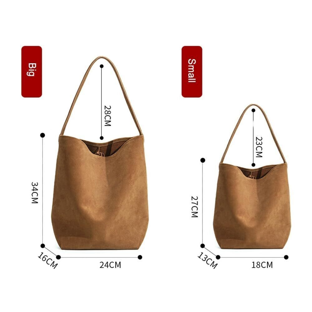4408 Large Leather Bucket Shoulder Bags Soft Suede Tote Purse Handbags - Picture 5 of 7